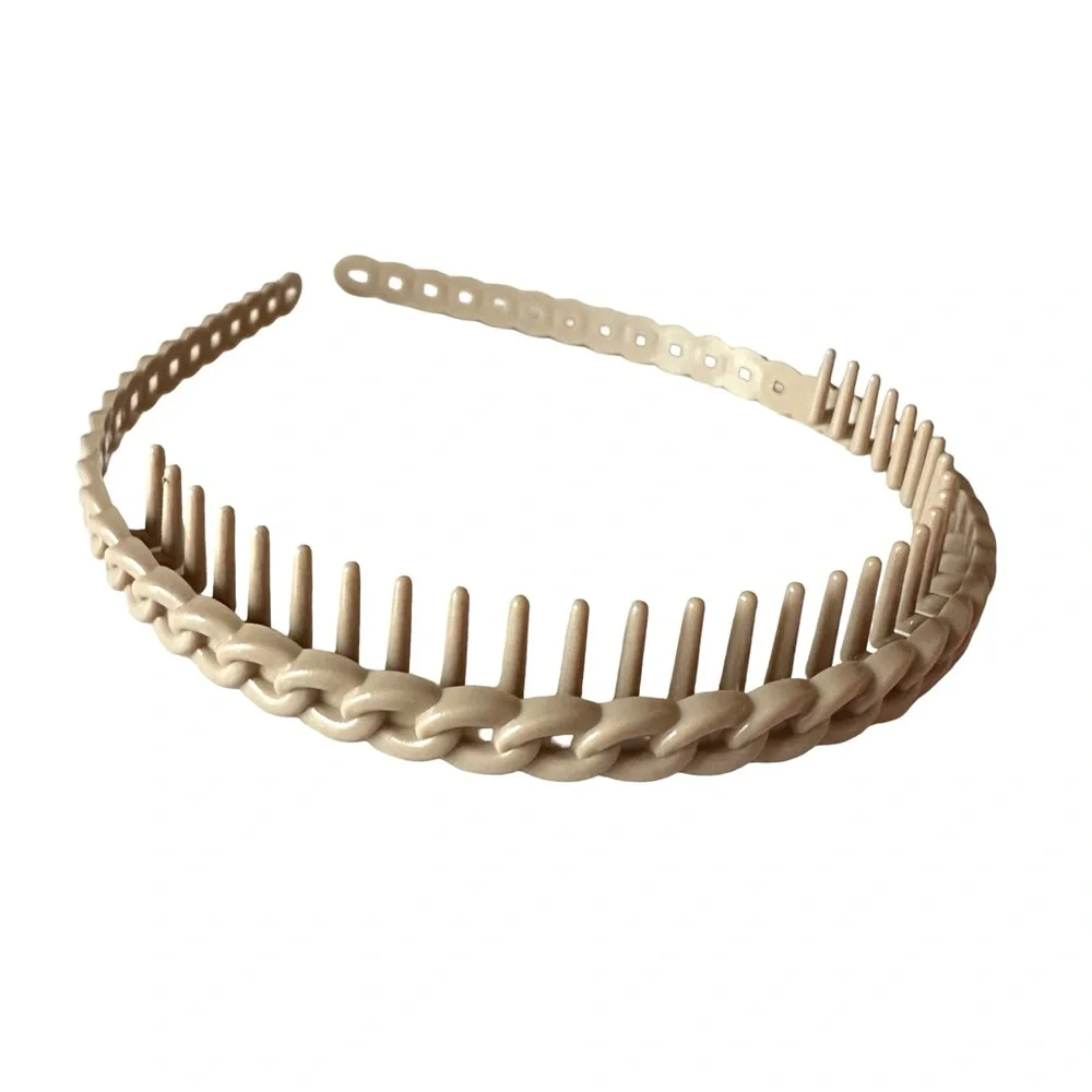 🔴 5 for $10 ONE Beige Toothed Headband Braided Design Hair Accessory